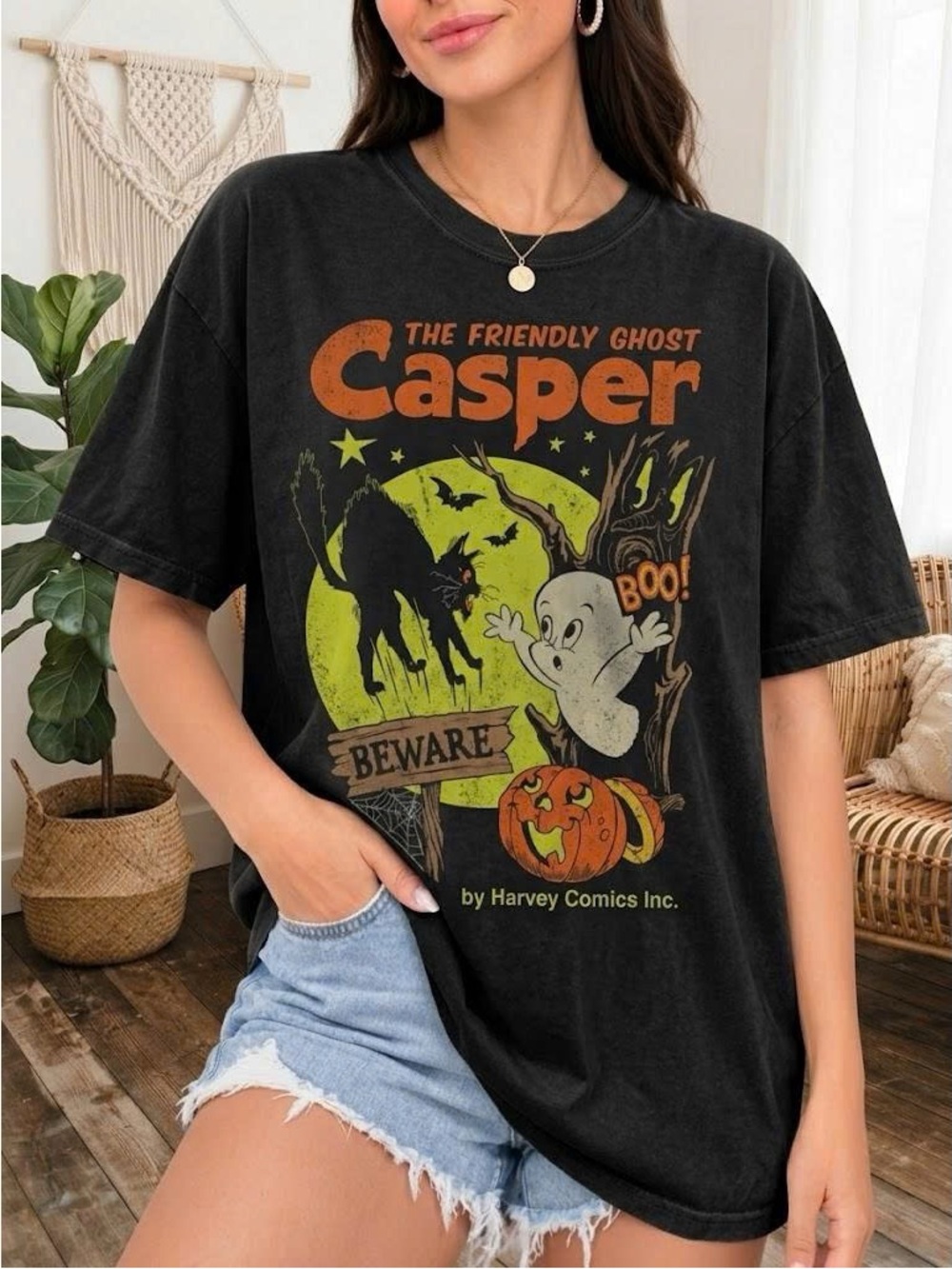 Vintage Black Casper The Friendly Ghost Graphic Tee